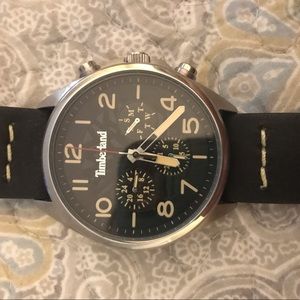 Men’s Timberland Black Leather Watch never worn!